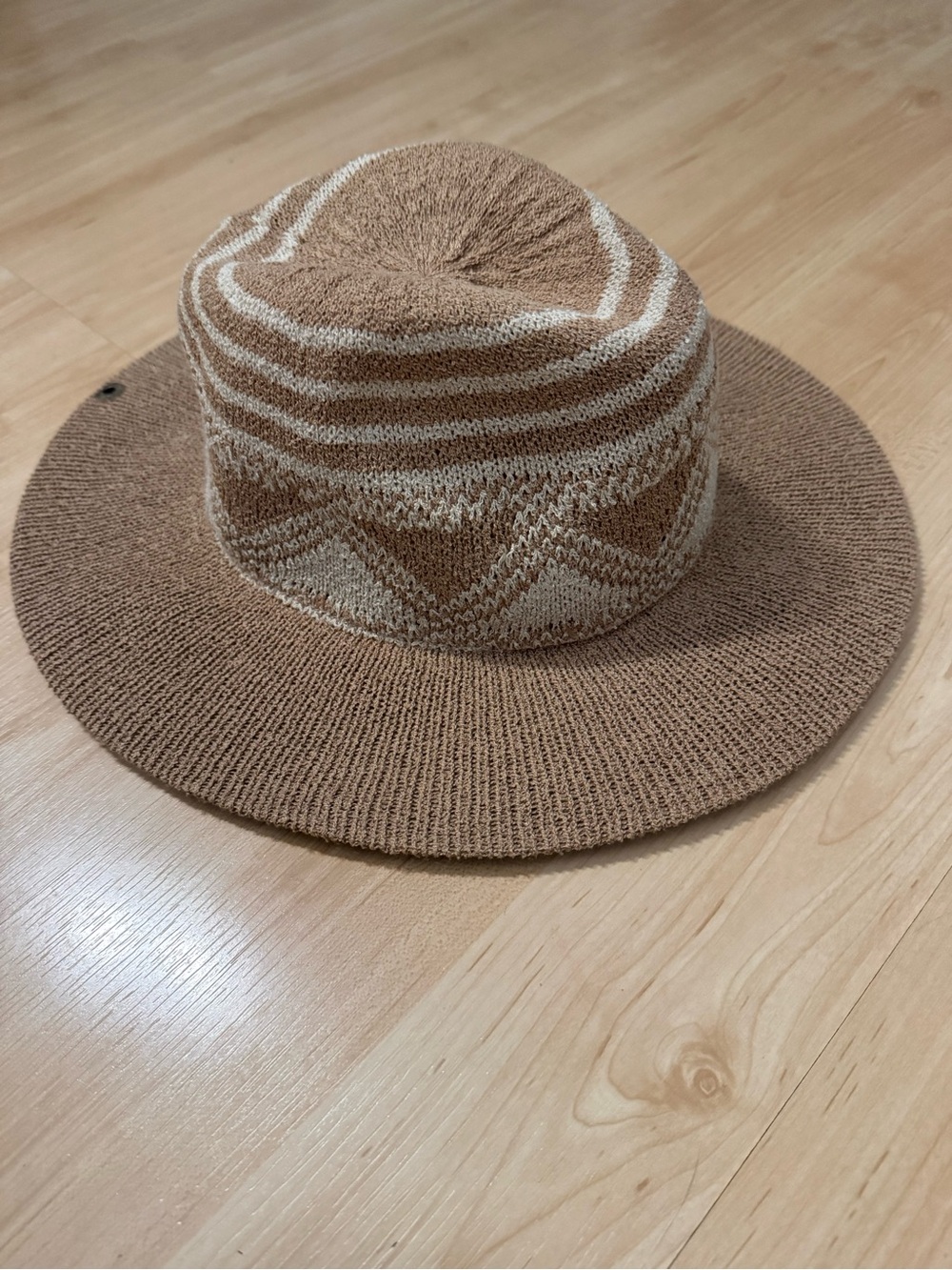 Peter Grimm Tan & Cream Knit Wide-Brim Hat